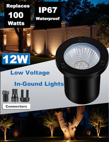 Motrackcao 2700K-6500K Dimmable Landscape Well Lights, Low Voltage Outdoor In-Ground Lighting IP67 Waterproof with Memory Function, 12-24V Landscape Lighting for Garden Pathway Yard (20 Pack) - Image 3