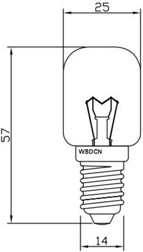 WSDCN E14 T25 25W 220V~240V Oven Light Bulb Oven Lamp Heat Resistant Bulb 300'C
