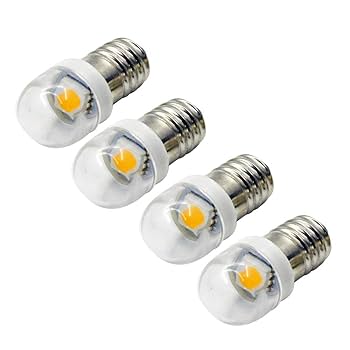 Ruiandsion 4pcs E10 LED Bulb 3V 0.6W 5050 1SMD White 6000K
