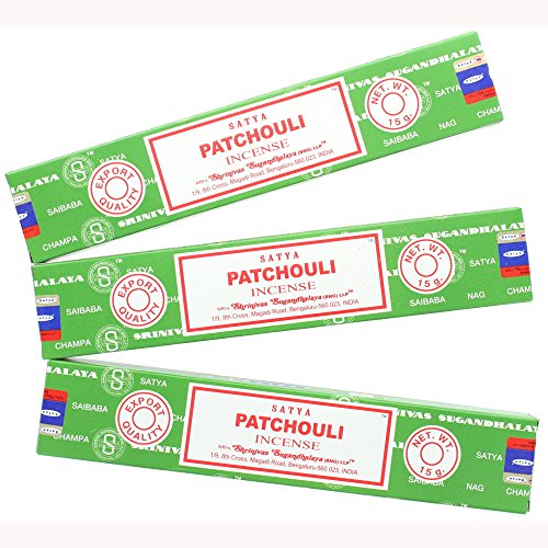 Satya Nag Champa Patchouli Lot de 3 paquets de bâtonnets d'encens