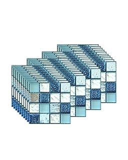 FBBULES 40PCS Mosaic Tile Stickers, PVC Self Adhesive Wallpaper Stick On Tiles for Bathroom Kitchen Peel and Stick Vinyl Wall Transfer Stickers (10 x 10cm / 4 x 4 inch)