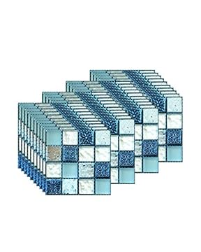 FBBULES 40PCS Mosaic Tile Stickers, PVC Self Adhesive Wallpaper Stick On Tiles for Bathroom Kitchen Peel and Stick Vinyl Wall Transfer Stickers (10 x 10cm / 4 x 4 inch)