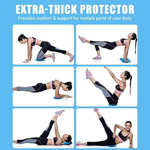 Tobwolf 2Pcs Silicone Yoga Knee Pad Cushions, Extra Thick Yoga Support Pad Pilates Kneeling Pad, Non-Slip Sweat Resistant Rubber Exercise Knee Pad For Pain Free Joints Protect Knees Wrist Elbow - Blue #TOP3