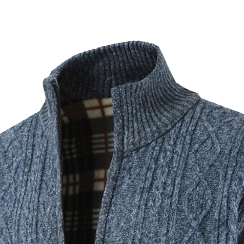 Men's Zip Up Closure Long Sleeve Sweater Warm Knitted Cardigan Solid Sweater Thick Stand Collar Casual Sweaters4