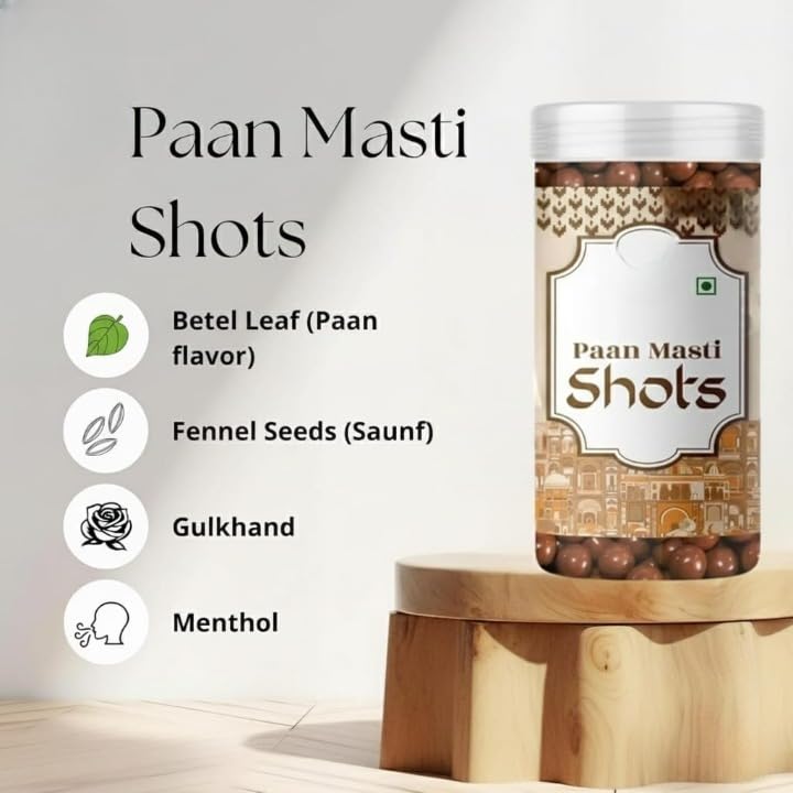 Paan Shots| Instant Paan Mouth freshener Mukhwas | Pan Flavor Candy Balls, Paan goli (100grams)