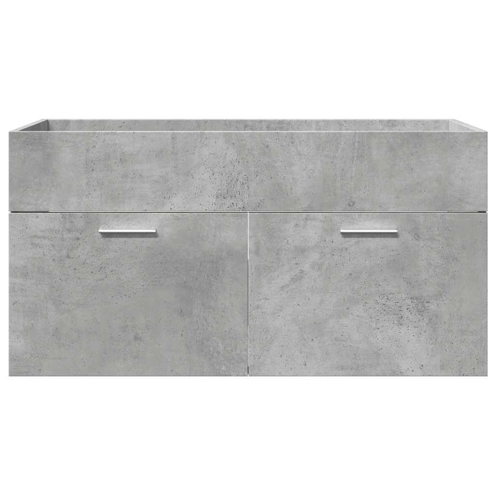 5-TLG. Badmöbel-Set Betongrau Holzwerkstoff mit Hochschrank und Waschbecken