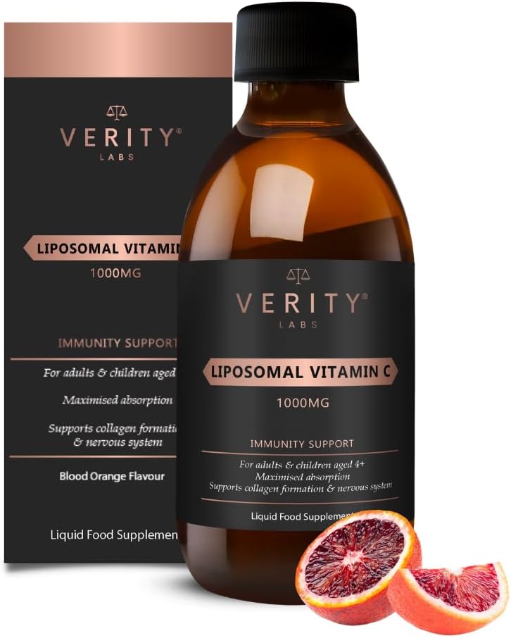 Liposomal Vitamin C for Adults & Kids | High Strength Liposomal VIT C Liquid 1000mg Antioxidant Immunity Support | No Ethanol, Maximum Absorption, Blood Orange Flavour, Vegan