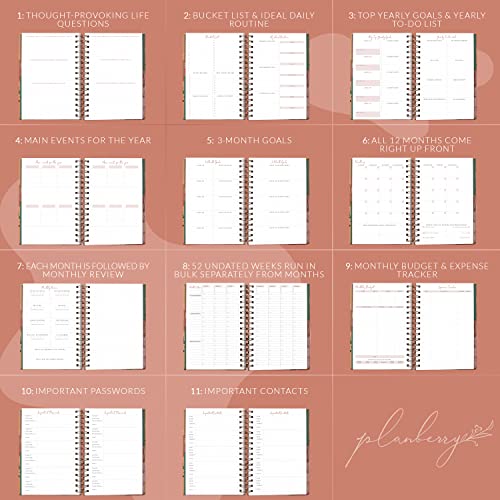 Image of PLANBERRY Hourly Schedule Planner Premium - Undated Weekly Organizer with Time Slots & Monthly Budget - Time Management, Goal Setting, To-Do List & Habit Tracker -6.9″x8.5″(African Terracotta)