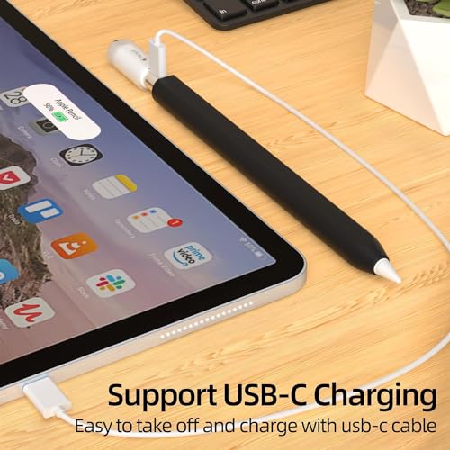 Image of Pencil Case for Apple Pencil (USB-C) 3rd Generation Silicone Protective Cover Sleeve, Supports Magnetic Attachment 3rd Gen (Black)