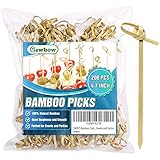 200PCS Bamboo Cocktail Picks, 4.7 Inch Handmade Sticks Cocktail Skewers, Cocktail Picks Fruit...