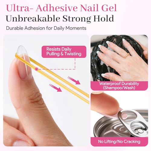 Image of U V Nail Tips Gel Glue, 15g Clear Lamp Curing Adhesive | 15g crystal clear solid gel glue for false acrylic nails, lamp cured with long-lasting hold and no yellowing.