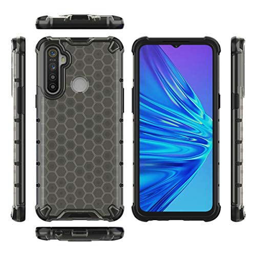 Image of Glasgow | for Realme 5 Honeycomb Pattern Back Case Cover for Realme 5 with 4 Bumper Corners and Military Grade Protection - Black