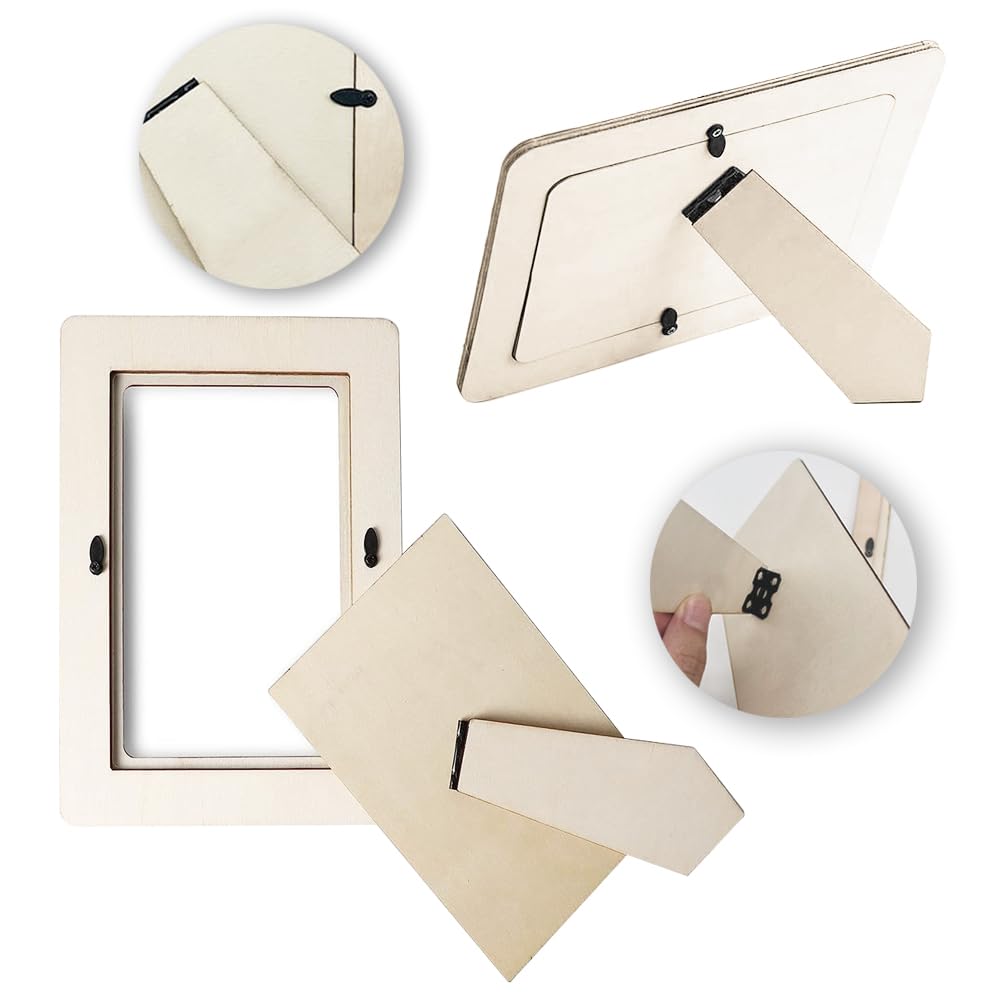 Hazrcvr Houten fotolijst, set van 5 stuks, 19 x 14 cm, houten fotolijst, fotolijst om te beschilderen, doe-het-zelf houten fotolijst, natuurhout, doe-het-zelf fotolijst, rechthoekig, knutsellijstset