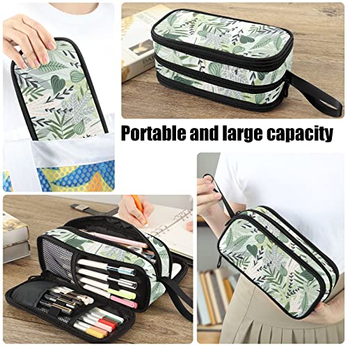 Image of Fustylead Exotic Plants Nylon Pencil Bag Large Storage Pouch Pen Case Makeup Bag Simple Stationery Bag School College Office Organizer for Teens Boys Girls Student