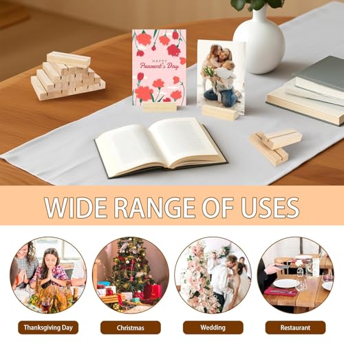 Image of 15Pcs 3.9x1.4 Inches Wood Table Number Stands, Wooden Place Card Holders, Acrylic Sign Holders for Wedding, Ceremony, Birthday, Party, Home Decoration, Events (3mm Slots)