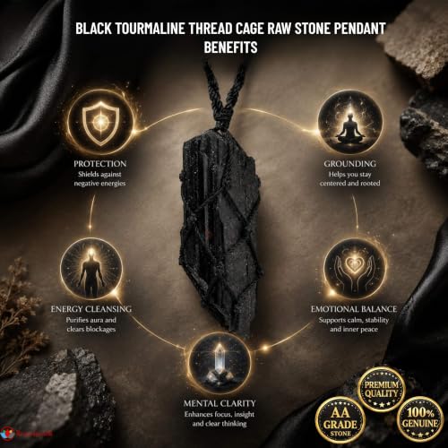 Image of REMEDYWALA Charged Energized Raw Stone Thread Cage Wrapped Pendant | Raw Stone Thread Cage Wrapped Pendant for Women and Men