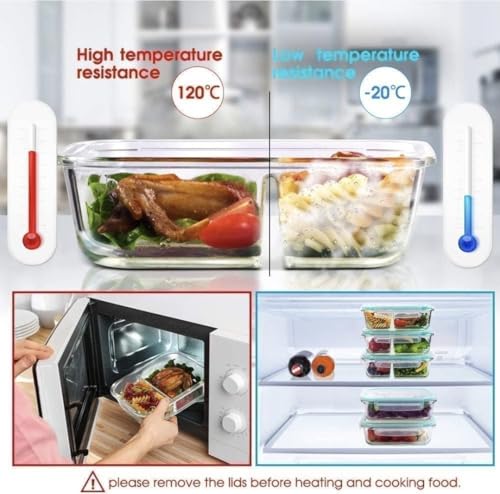 Image of Glass Lunch Box with 3 Compartments, BPA-Free Airtight Leak-Proof Lid, 1000ml, Microwave Freezer Dishwasher Safe, Meal Prep Bento Box