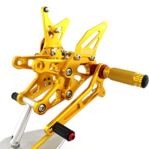 Repose-pieds moto Ninja ZX10R réglables en aluminium usiné couleur or 2006-2007