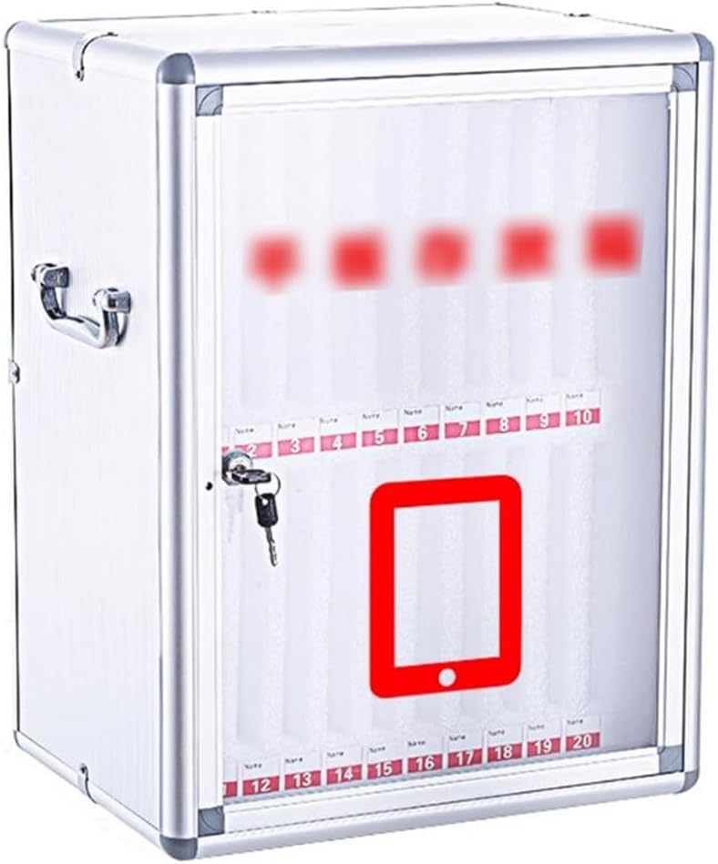 Cell Phone Locker Box for Classroom with Door Locks and Keys Clear Acrylic Jail Storage Cabinet，Wall-Mounted Mobile Phone Storage Cabinet - 10 Slots for Tablets & Phones, Silver - Employee D