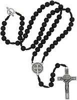 Colar Terço São Bento Preto Fosco 8mm