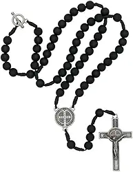 Colar Terço São Bento Preto Fosco 8mm