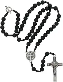 Colar Terço São Bento Preto Fosco 8mm
