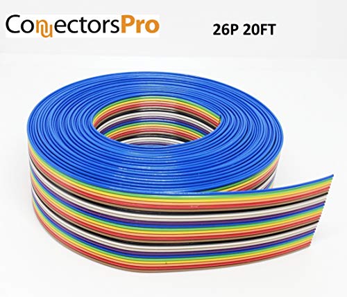 Cable plano de cinta multicolor 26P 20 pies Connectors Pro miniatura 7