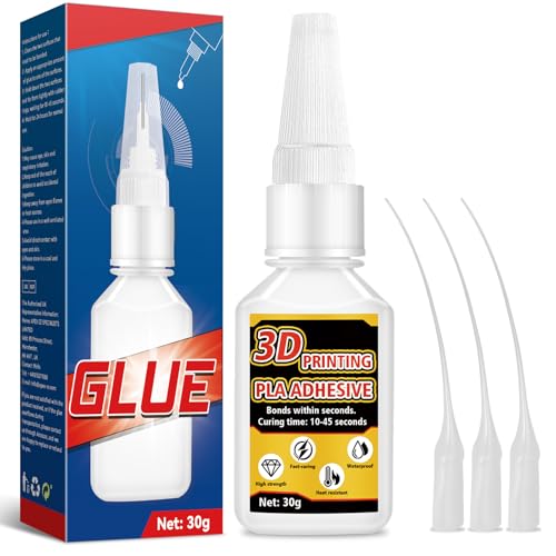 Pegamento Impresora 3D, gel superpegamento extra fuerte 30 g con tapa antiobstrucción, adhesivo PLA transparente para ABS, PLA, PETG, TPU, calor y al agua