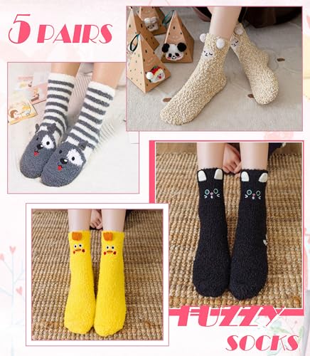 DYW Fuzzy Socks for Women Soft Cozy Fluffy Winter Warm Slipper Socks Home Sleeping Animal Socks2
