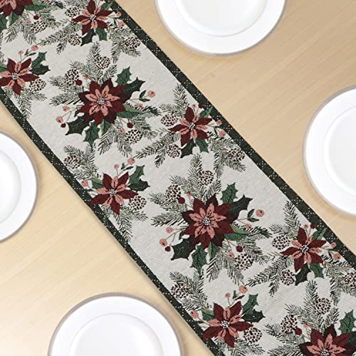 Image of HOKIPO Cotton Jacquard Dinner Table Runner 12x72 Inches (IN-532-D1), White