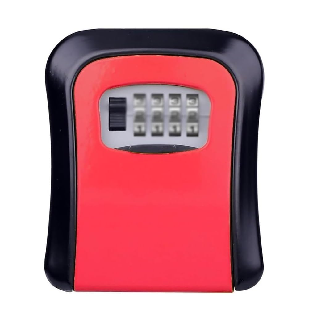 KFGISD, Combination Key Safe Wall Mounted - Lock Box/Key Box- With Combination Lock And External Protection Cover ,Key Safe(Red)