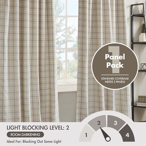 Image of Madison Park Anaheim Cabin Plaid Curtain Window, Thermal Insulated Fleece Lining, Living Room Decor Room Darkening Drape for Bedroom, 1-Single Panel Pack, 50x95, Rod Pocket & Back Tab, Linen Blue