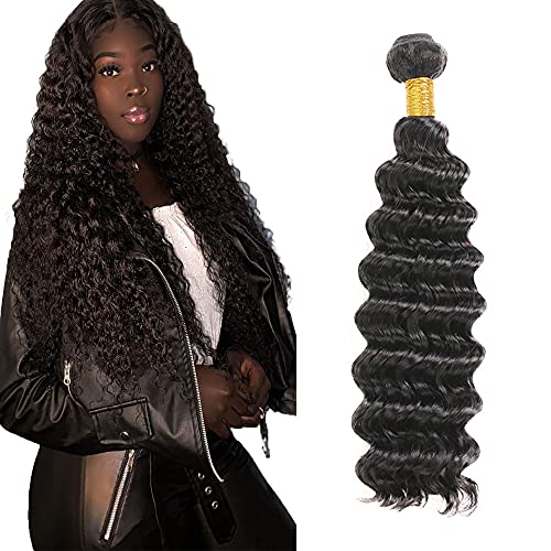 NiegMeag Deep Wave Bundles Human Hair Pineapple Brazilian Virgin 1 28 Inch 100g 100% Unprocessed Remy Natural Color