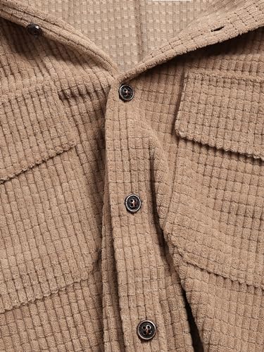 Image of ZAFUL Unisex Plaid Flannel Shirt Jacket Button Down Long Sleeve Pocket Coat Outwear | Mens Fall Clothes Lightweight Long Sleeve Button Down Flap Pocket Jacket Tops for Fall&Winter 2026