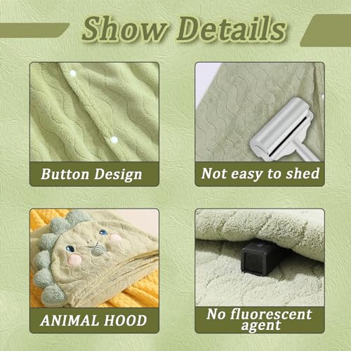 Klhyit Toddler Hooded Bath Towel 27.5 Inchx55 Inch Unisex Baby Bath Towels Ultra Absorbent Soft Boys Girls Bath Towel 2-Pack Bathrobe Kids Shower Towel Set Gift thumb #3