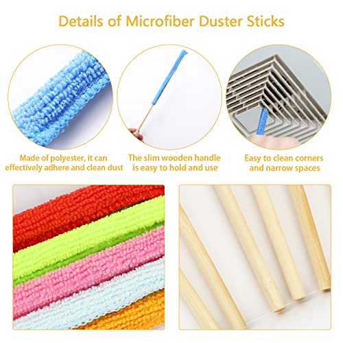 Detail Duster Sticks, Mini Detail Dusters, 12 Pcs Microfiber Crevice Cleaning Brush Tool, Small Dusters Brush, Duster Sticks For Cleaning Home Corner Car Windows Gap Deep Cup(6 Colors) #TOP2