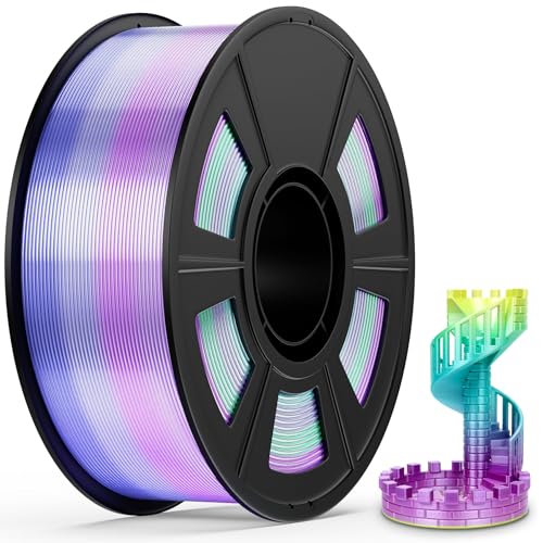 Image of Silk PLA Filament, Silk Rainbow 3D Printer Filament 1.75mm, Fast Color Change Each 8 Meters, Individually Vacuum Packed, 1KG Spool, 1kg Colorful Rainbow