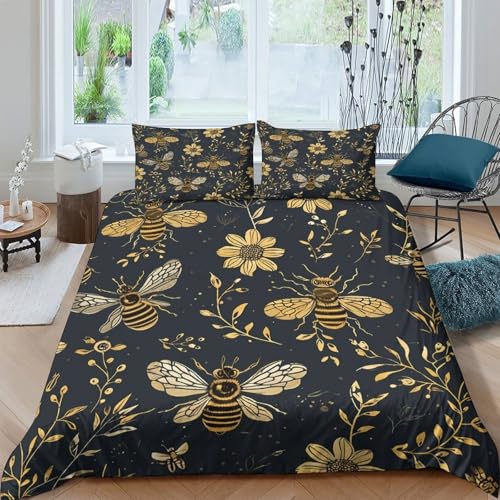 Parure de lit garçon 140x200 super douce housse couette abeilles - 4