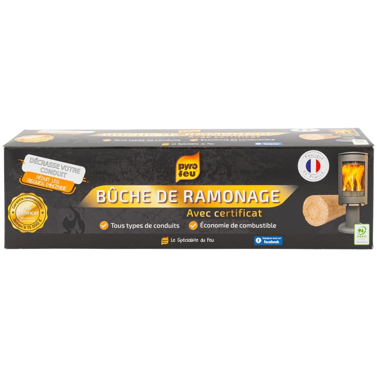 Bûche de ramonage 1.1kg + Certificat PYROFEU