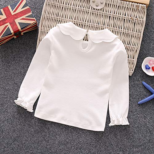 Noubeau Baby Girl Kids Blouses Long Sleeves Solid Color Doll Collar T-Shirt Top Bottom thumb #1