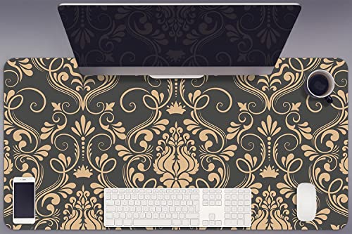 Sous-main de bureau gaming 100x50cm en vinyle avec ornement doré Decormat