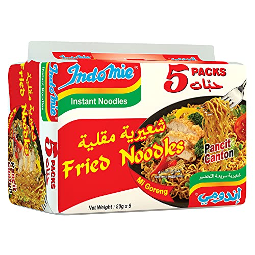 Indomie Instant Fried Noodles with Seasoning Powder and Sauce (Pack of 5 - 80 g Each)