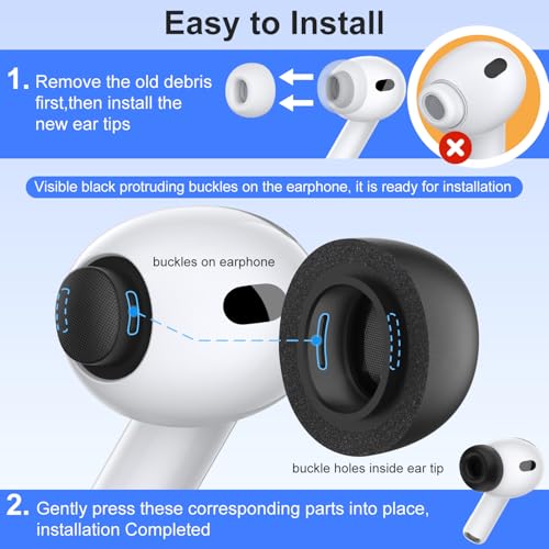 Image of Memory Foam Ear Tips Compatible with AirPods Pro 3 (3 Pairs,S /M /L,Black)