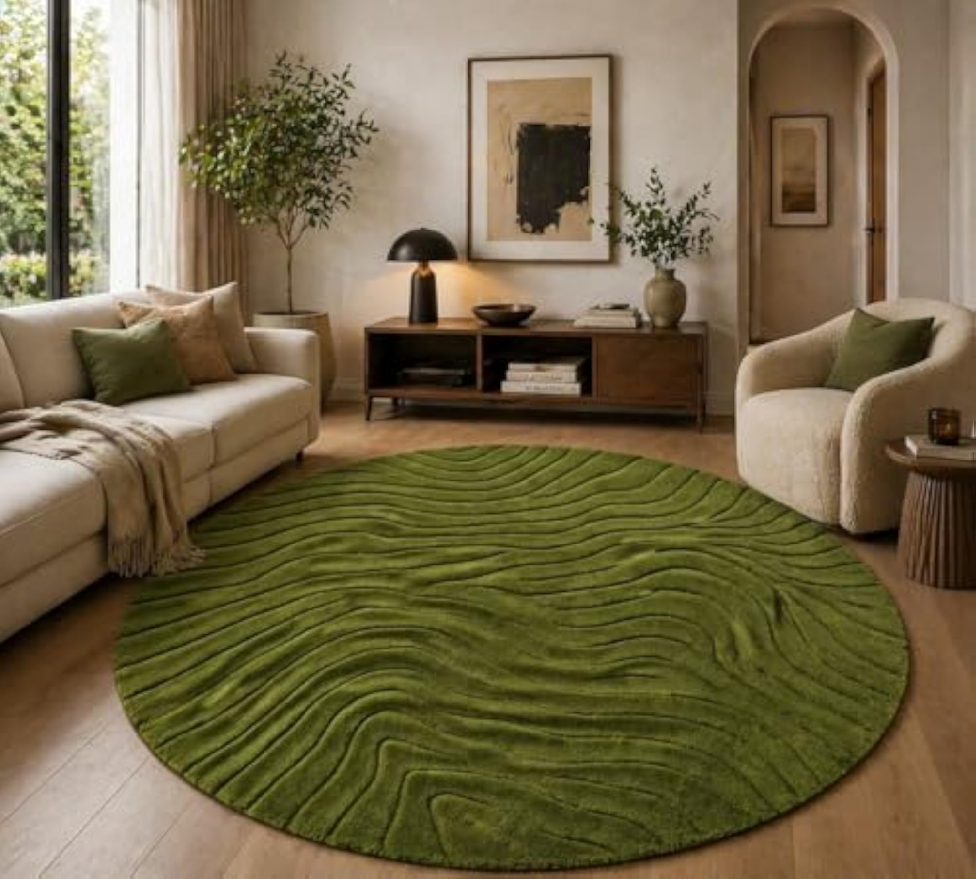 Hand Tufted Round Modern Area Rug 4x4 Feet
