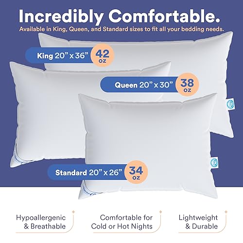 Continental Bedding B00RSHKM56 Luxury Feather Goose Down Pillow Standard Size Pack Of 1 - Family Made In New York - Bed Pillows thumb #5