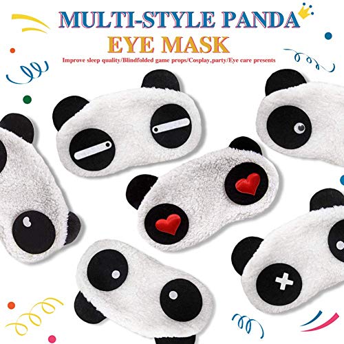 EleCharm 6PCS Cute Panda Sleep Mask Soft Plush Eyeshade Eyepatch Travelling Blinfold Mask - Image 5