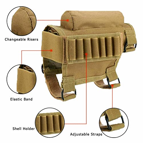 Gvn Portable Adjustable Tactical Buttstock Shell Holder Cheek Rest Pouch Holder Pack With Ammo Carrier Case Fde #TOP1