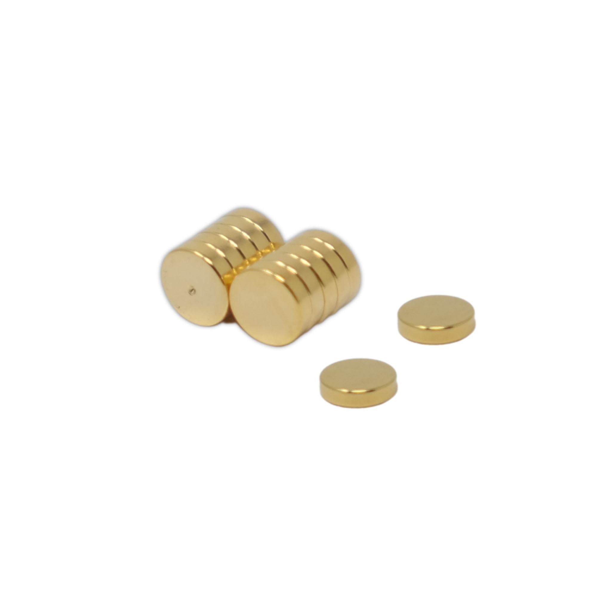 Pozłacany magnes - wgłębienie na północy - średnica 6 mm x grubość 1,5 mm - 0,44 kg ciągnięcie - opakowanie 10 sztuk