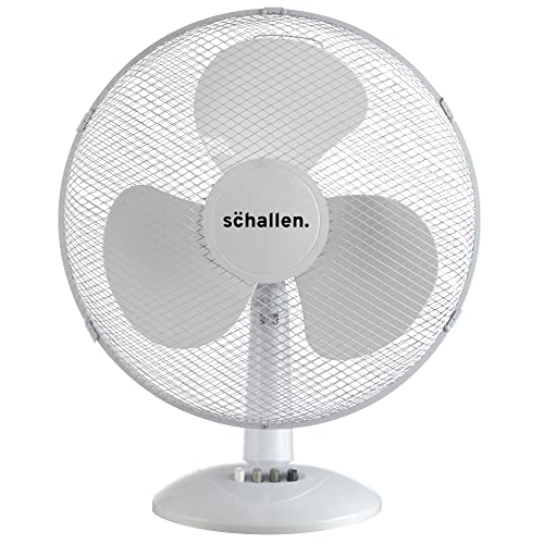 Schallen Home Work Office Electric 16 3 Speed Electric Oscillating Worktop Desk Table Air Cooling Fan (White 16)