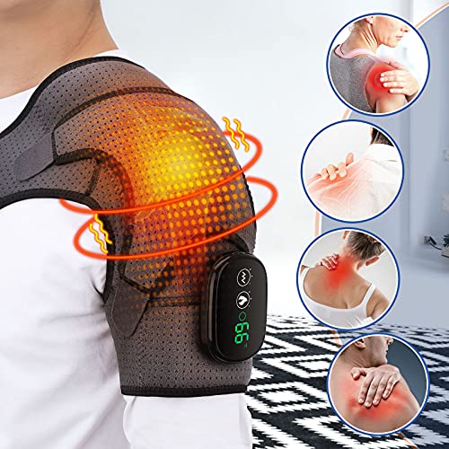 Image of Heated Shoulder Massager Brace Support with Vibration, Heating Electric Shoulder Wrap with Massage, Wireless Vibration Shoulder Pad for Men and Women, Fits for Left or Right Shoulder